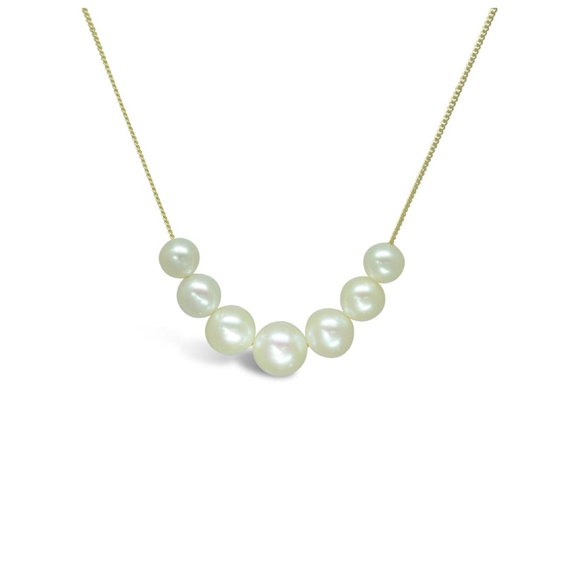 Seven Pearl 9ct Yellow Gold Necklace