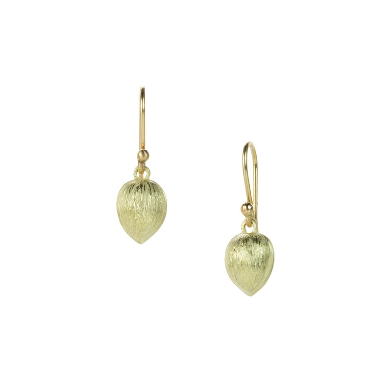 14k Green Gold Tiny Walnut Earrings