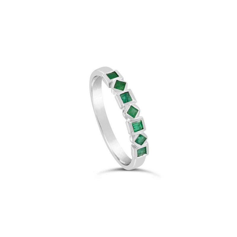 Alternating Squares Emerald Eternity Ring