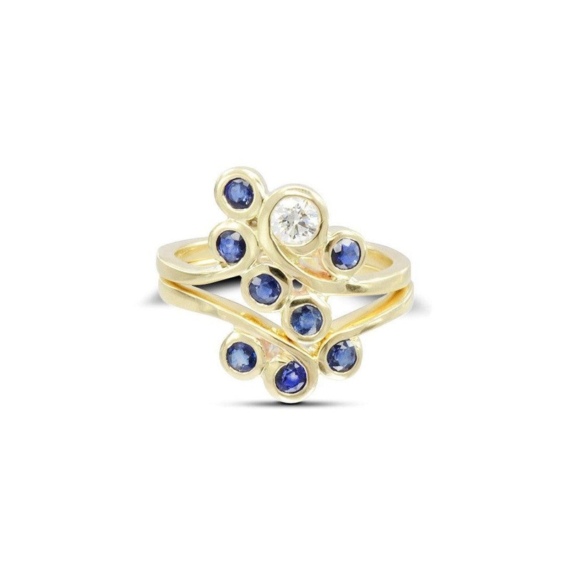 Bubbles Swirl Sapphire and Diamond Ring