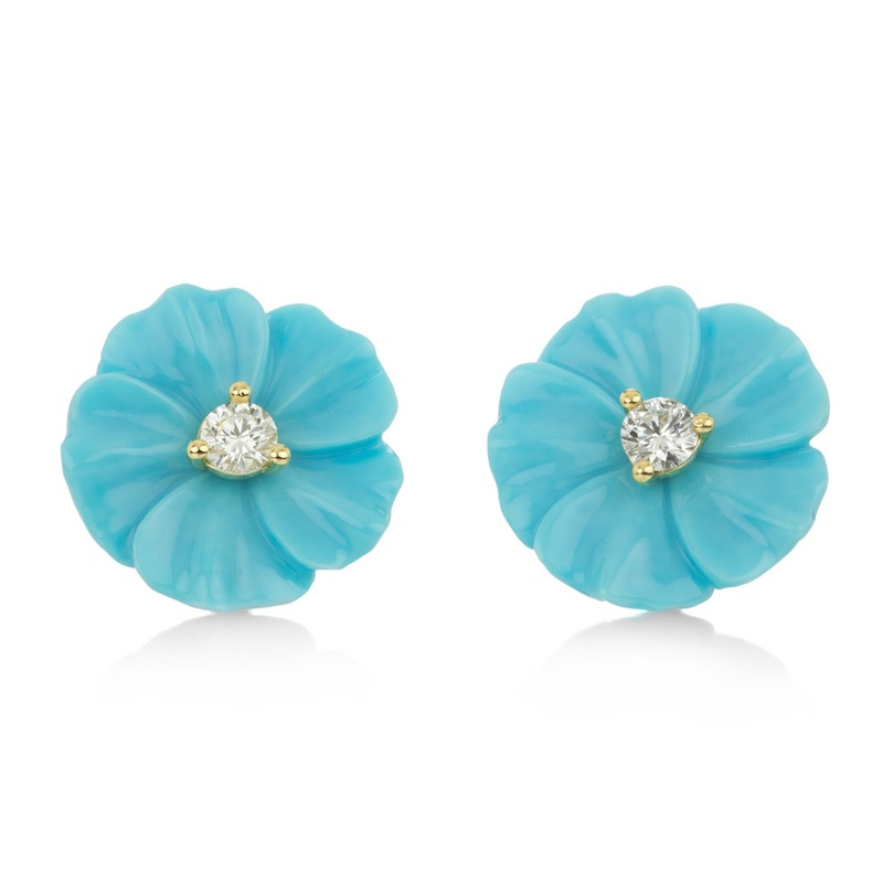 Large Turquoise Flower Studs