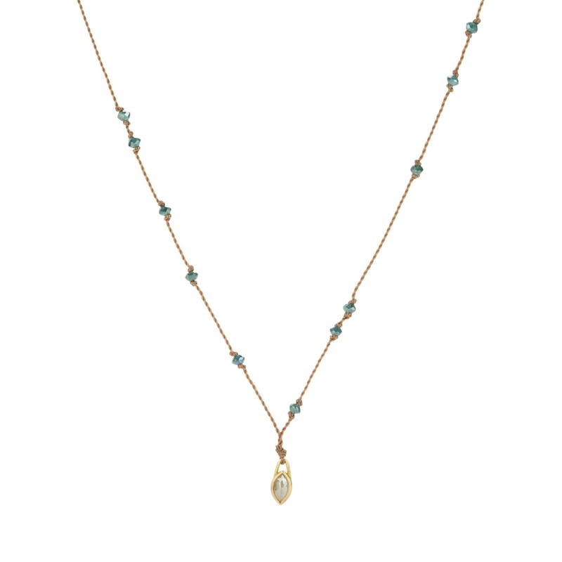 Marquise Diamond and Blue Diamond Necklace