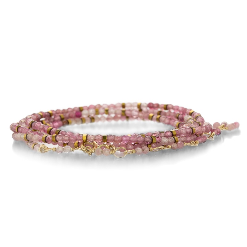 Pink Tourmaline Confetti Wrap Bracelet – 34″
