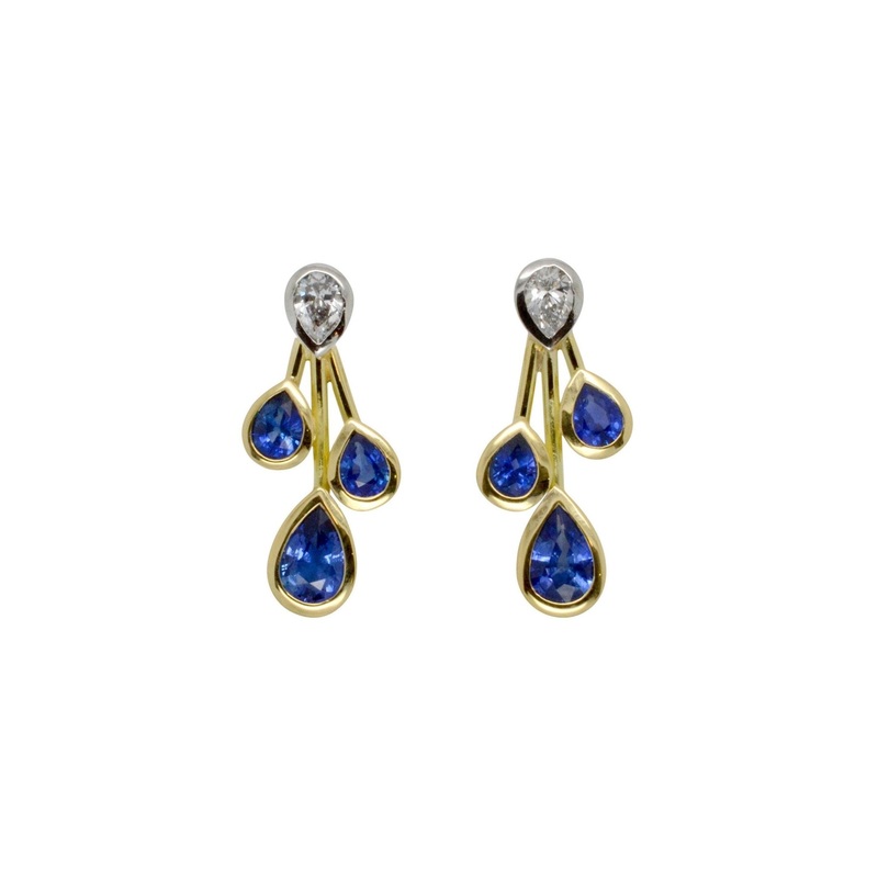 Sapphire and Diamond Teardrop Earrings