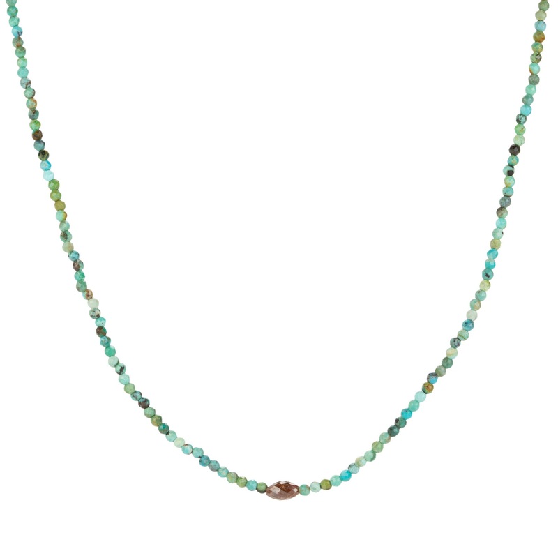 Turquoise and Rustic Diamond Beaded Necklace