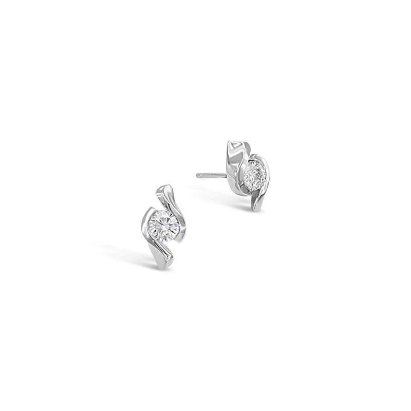 Twist Platinum and Diamond Stud Earrings