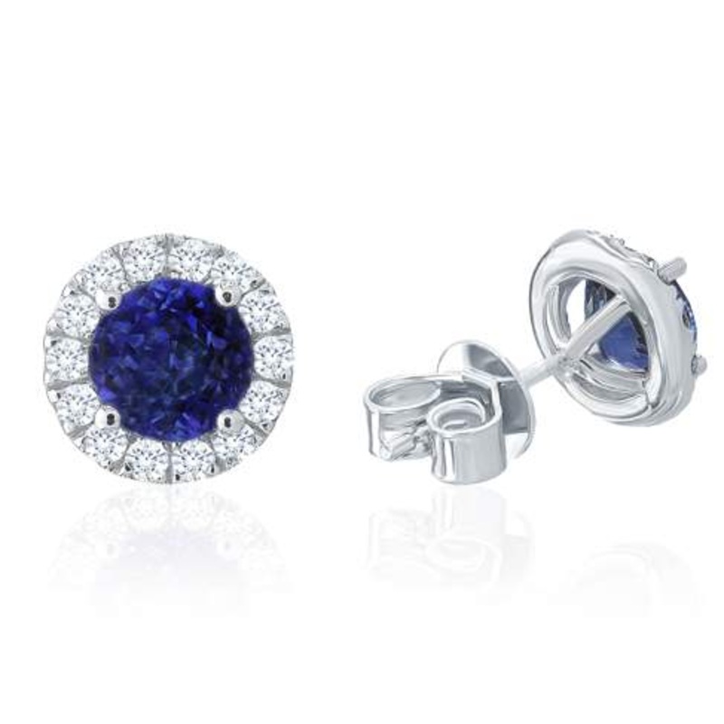 14K Sapphire and Diamond Stud Earrings