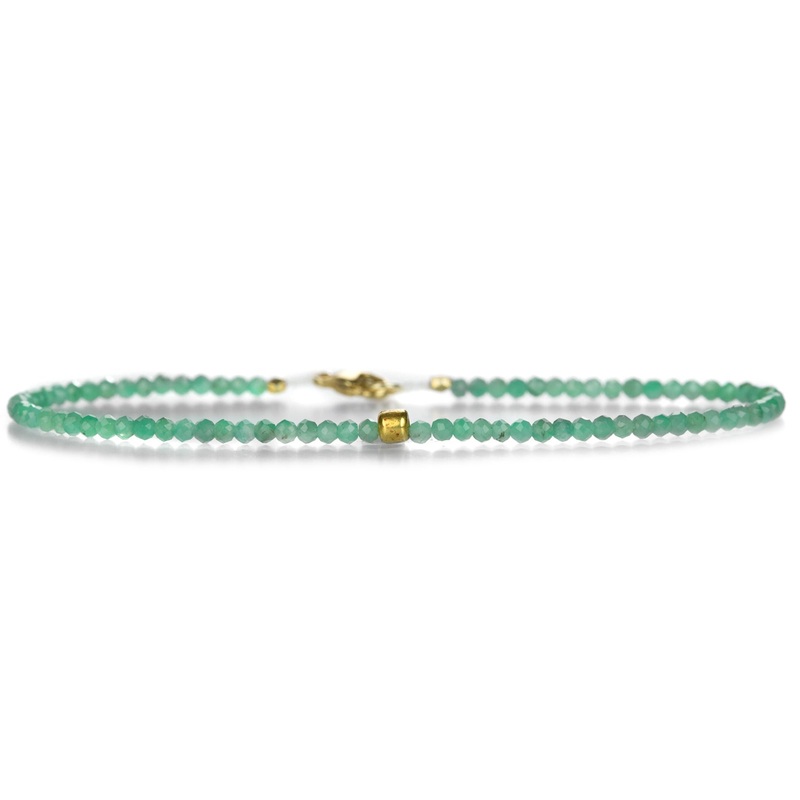 18k Gold Bead and Emerald Bracelet