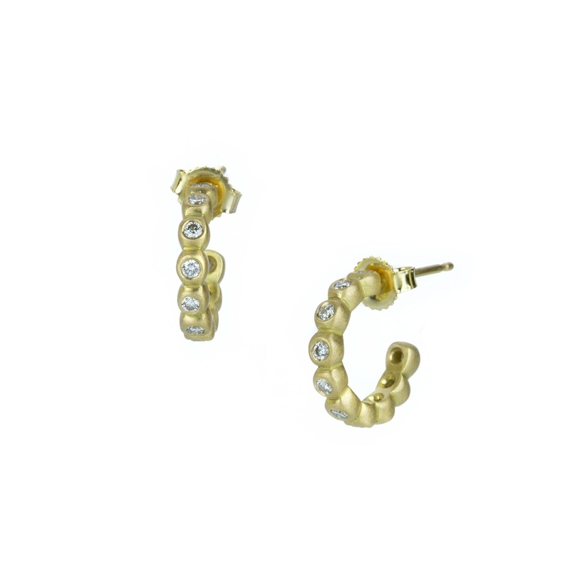 18k Yellow Gold Diamond City Hoops