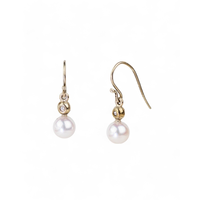 Akoya Pearl and Diamond White Gold Drop Earrings