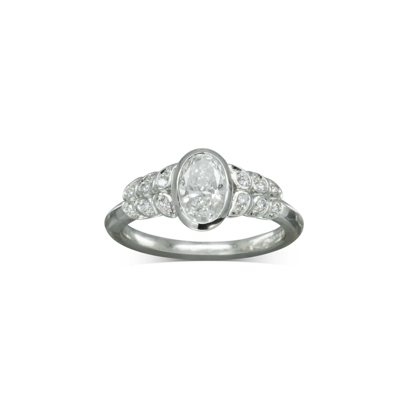 Bespoke Paisley Oval Diamond Engagement Ring