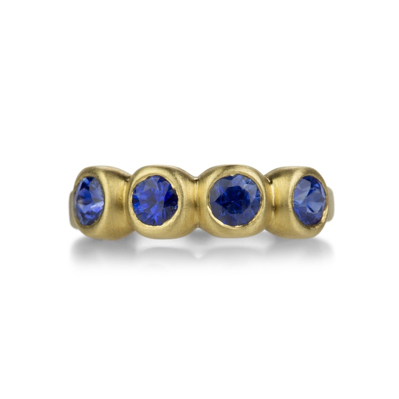 Blue Sapphire and 18k Gold Porch Skimmer Band