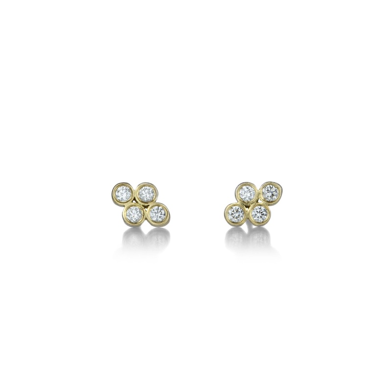Teeny Quad Diamond Stud Earrings