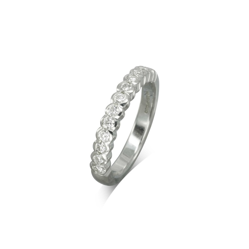 Dainty Scalloped Edge Diamond Half Eternity Ring