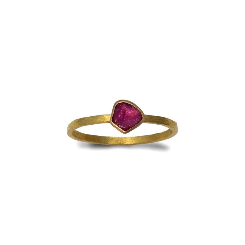 Gold Rough Ruby Ring