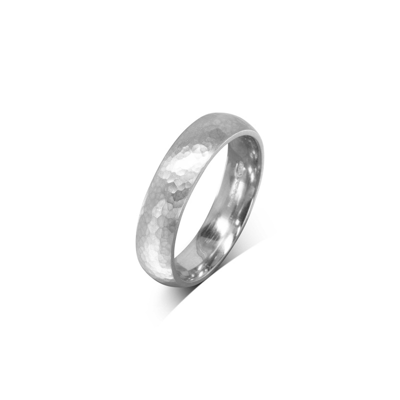 Hammered Platinum Court Wedding Ring (2mm-8mm)