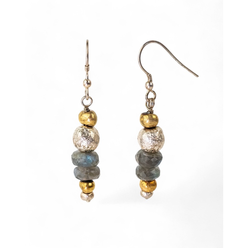 Nugget Faceted Gemstone Dangly Earrings