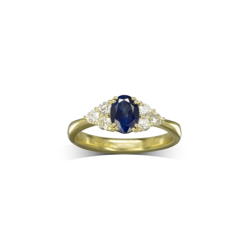 Trefoil Diamond and Sapphire Engagement Ring