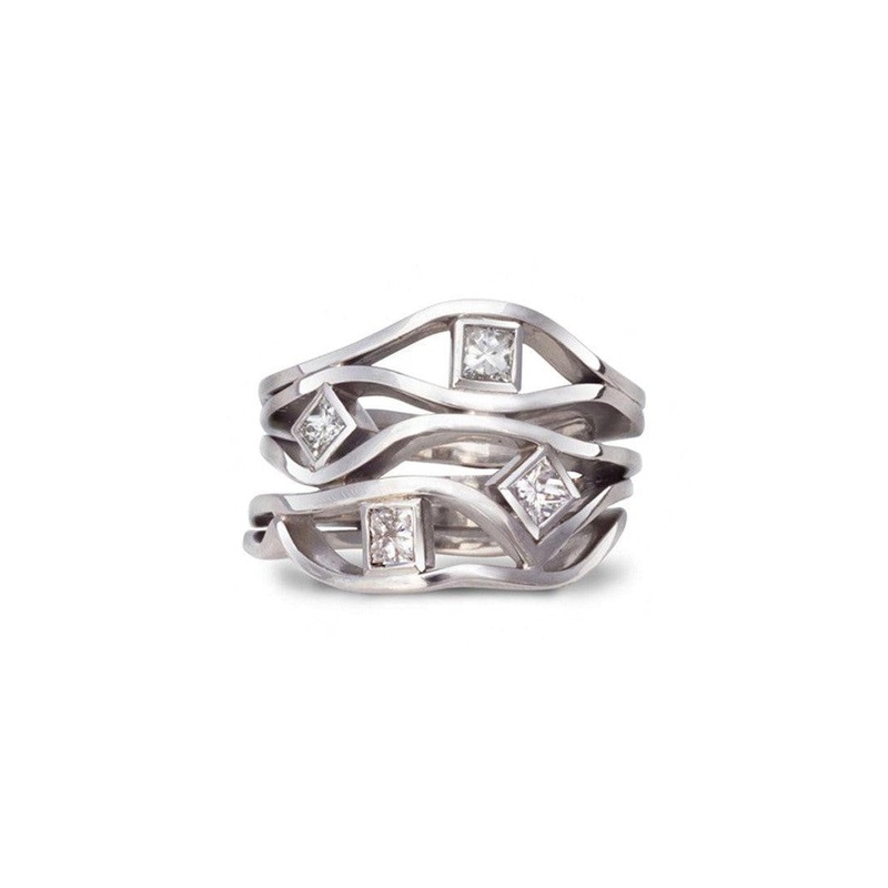 Wave 1ct Princess Cut Diamond Platinum Ring