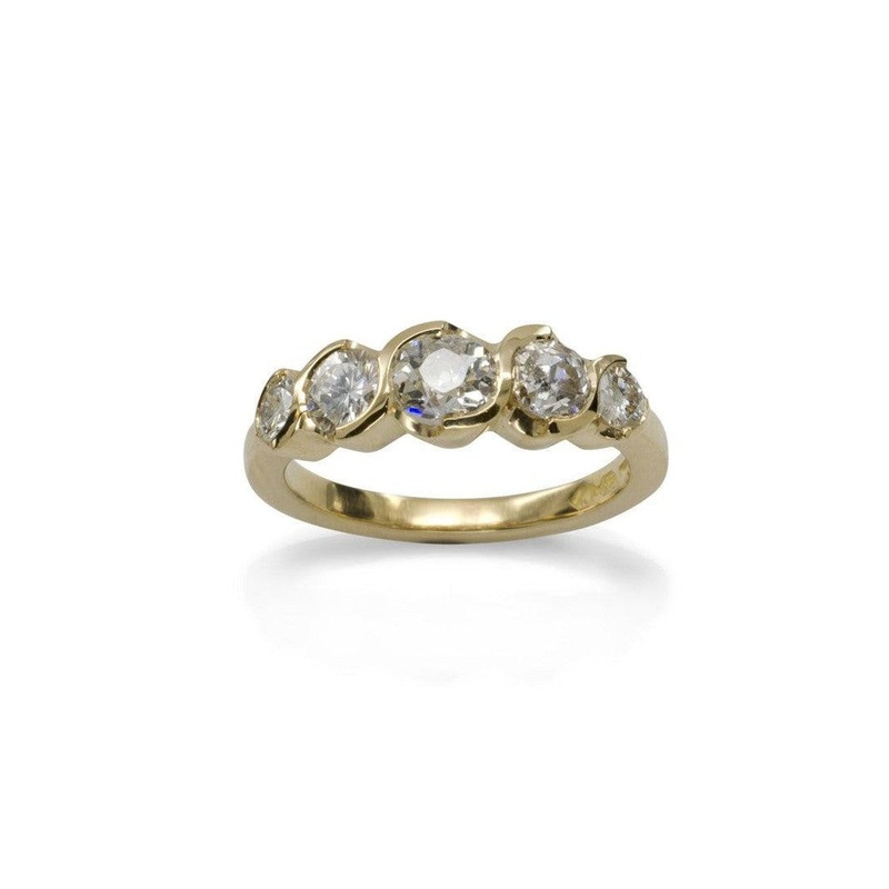 Yellow Gold Five Diamond Ring