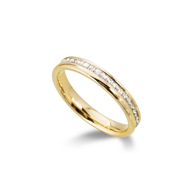 Yellow Gold Princess Cut Diamond Eternity Ring
