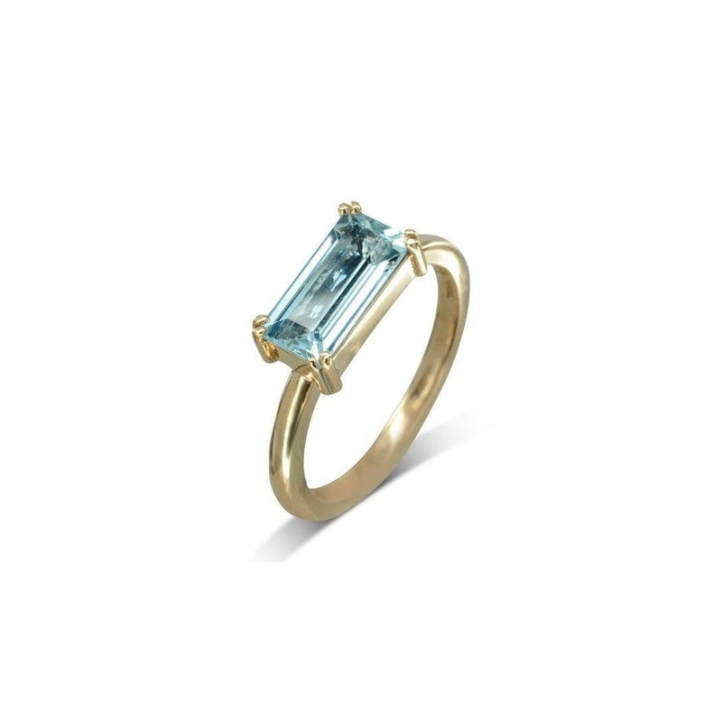 Aquamarine Baguette Ring