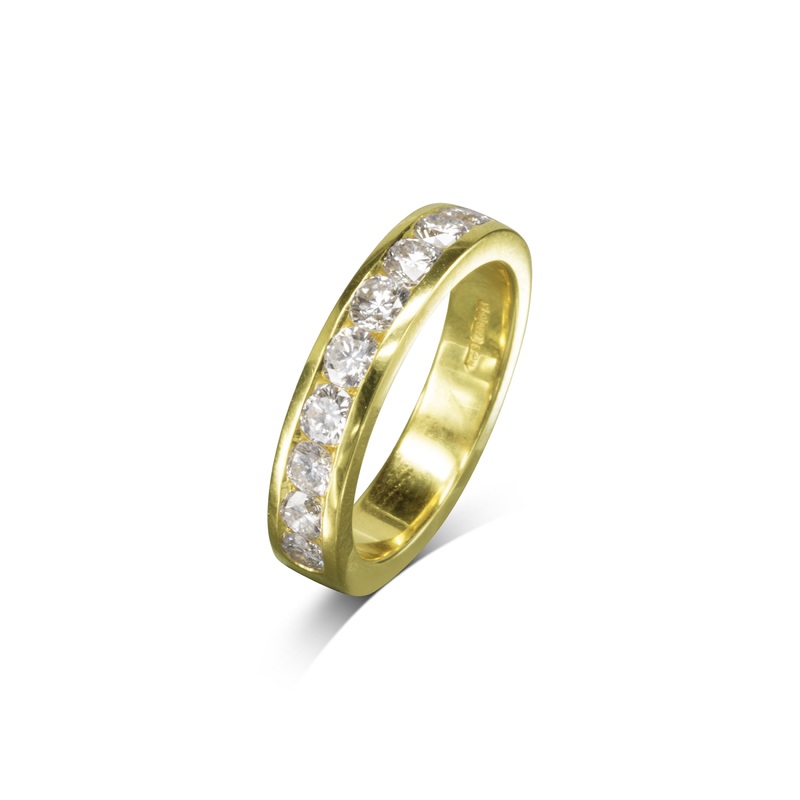 Channel Set Round Diamond Gold Full Eternity Ring (2ct)