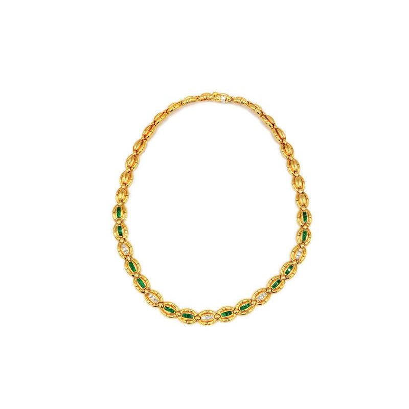 EMERALD AND DIAMOND NECKLACE