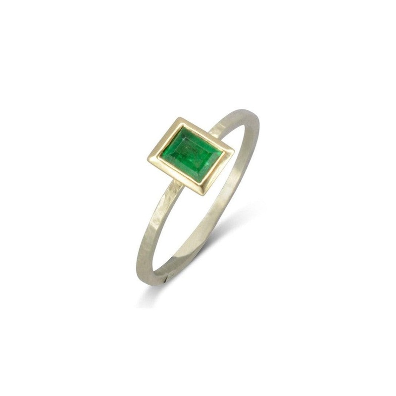 Emerald and Yellow Gold Stacking Ring