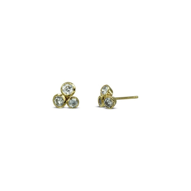 Gold Diamond Trefoil Stud Earrings (0.5ct)