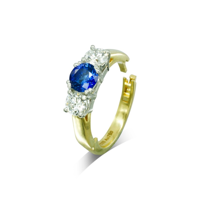 Sapphire and Diamond Hinged Engagement Ring