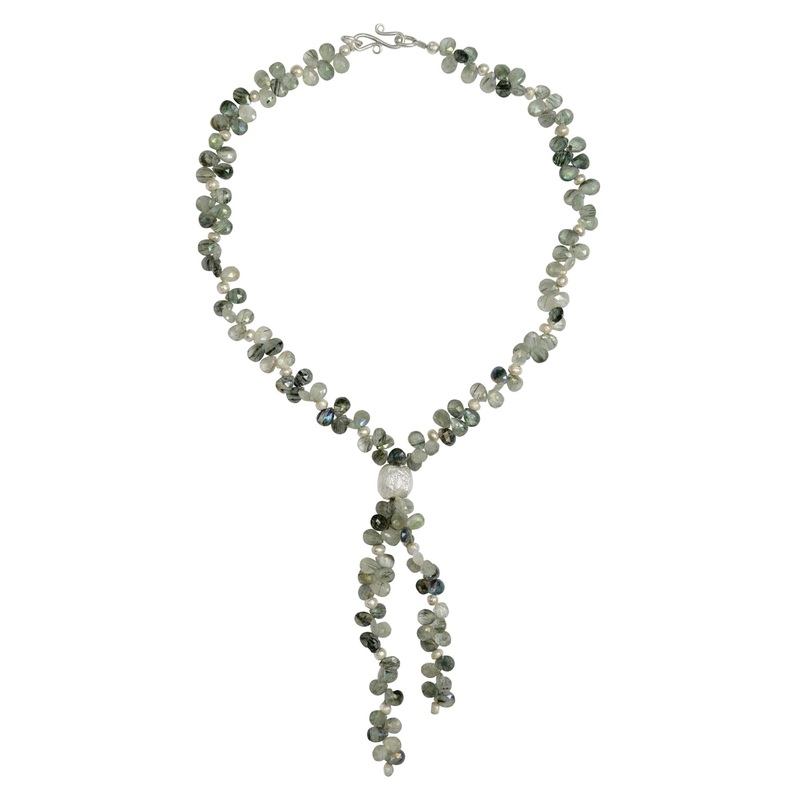 Teardrop Gemstone Tassel Necklace