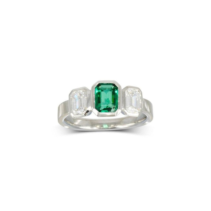 Trilogy Emerald and Diamond Ring