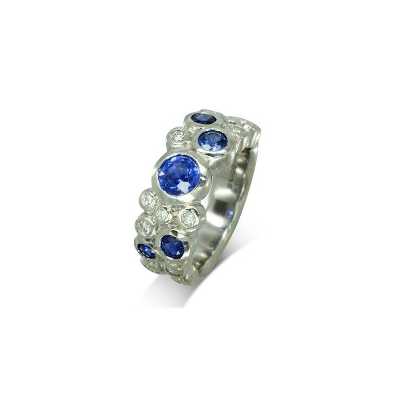 Water Bubbles Diamond and Sapphire Eternity Ring