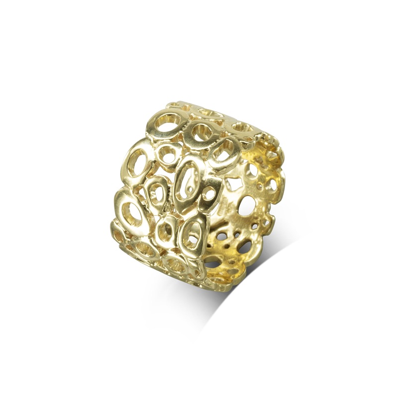 Wide Holes Gold Ring