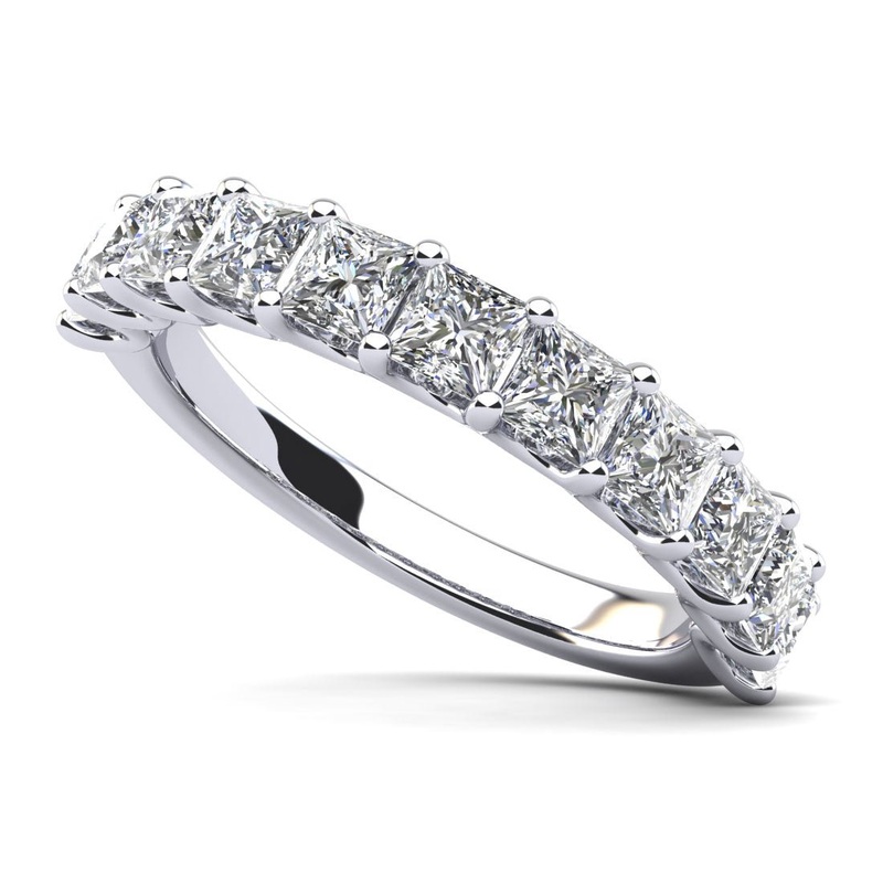 All Sparkle Princess Cut Lab-Grown Diamond Anniversary Ring with 0.85 ct.(finished) 2.25mm