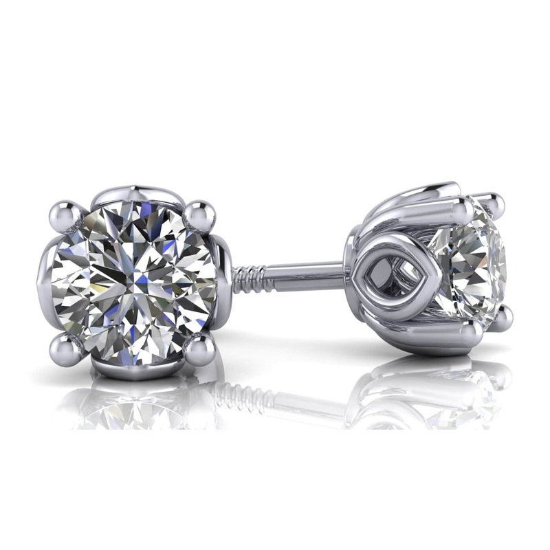 Beautiful Tulip Diamond Stud Earrings with 0.25 ct.(finished) 3.2mm