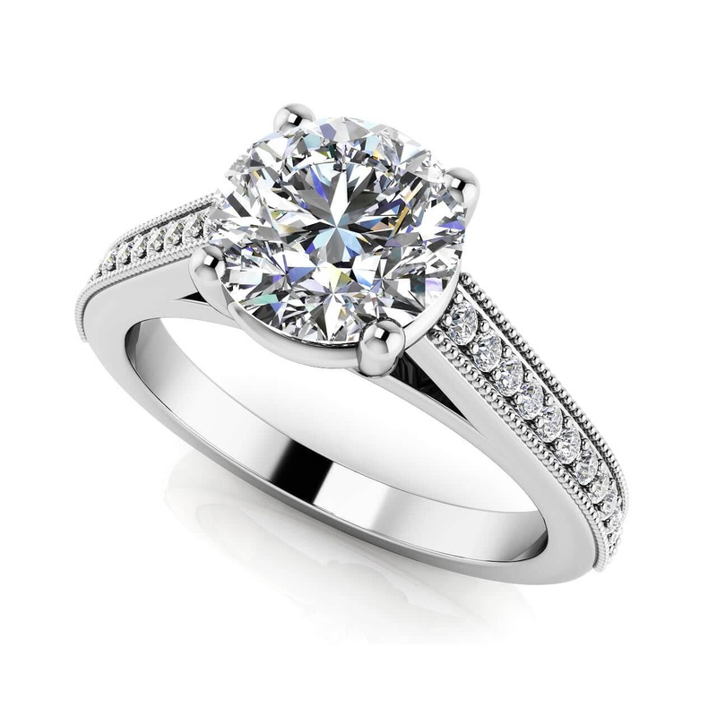Milgrain Detailed Lab-Grown Diamond Engagement Ring with 0.67 ct. (0.50 ct. center diamond)