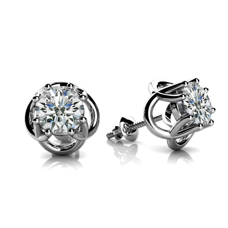 Petal Shaped Lab-Grown Diamond Stud Earrings with 1.00 ct.(finished) 5mm