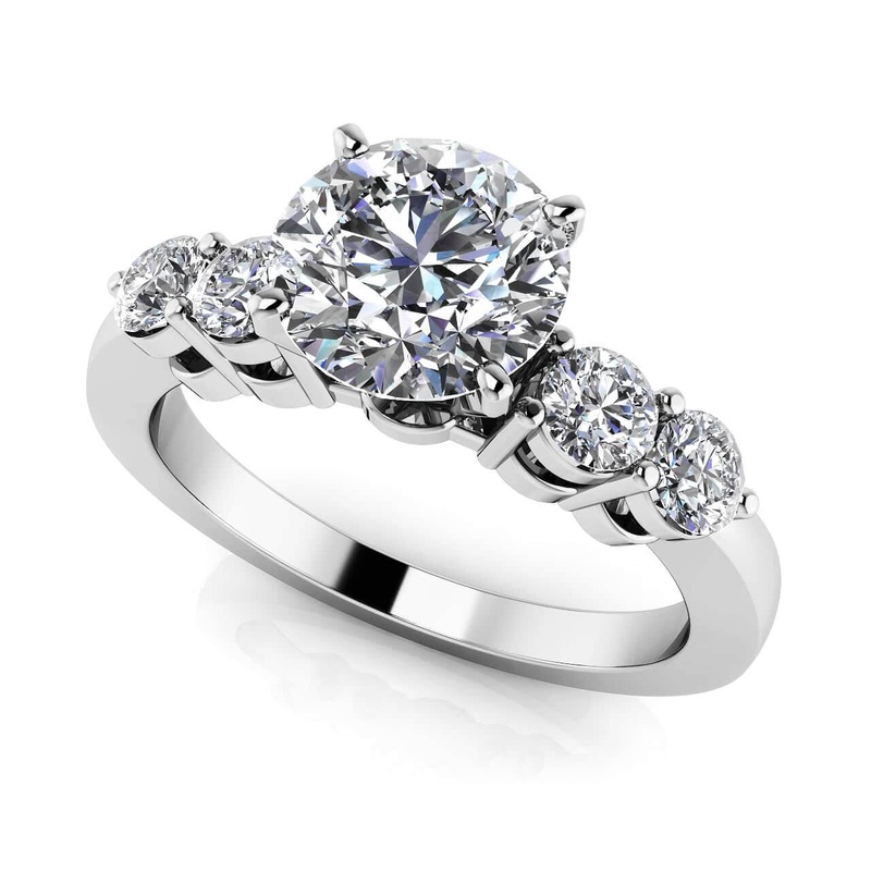 Six Prong Lab-Grown Diamond Engagement Ring with 0.92 ct. (0.50 ct. center diamond)