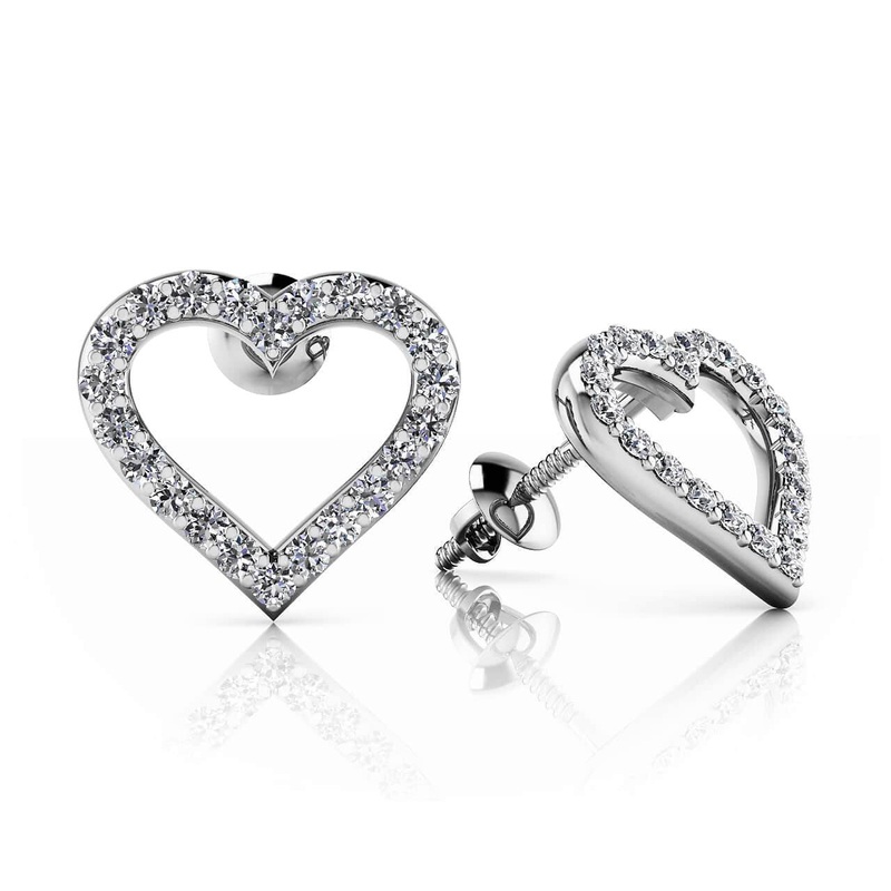 Sweetheart Diamond Earrings Diamond with 0.22 ct.(finished) 1mm