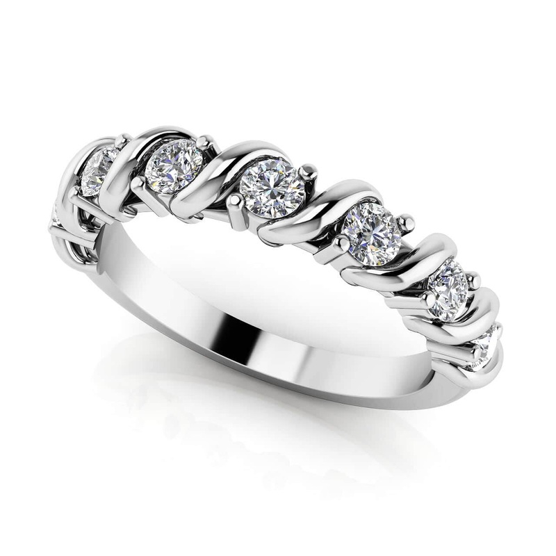 Swirl Diamond Anniversary Diamond Ring with 0.28 ct.(finished) 2.2mm