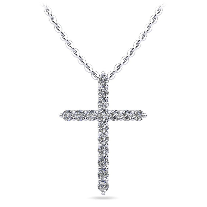 Timeless Cross Diamond Necklace with 0.24 ct.(finished) 1.5mm