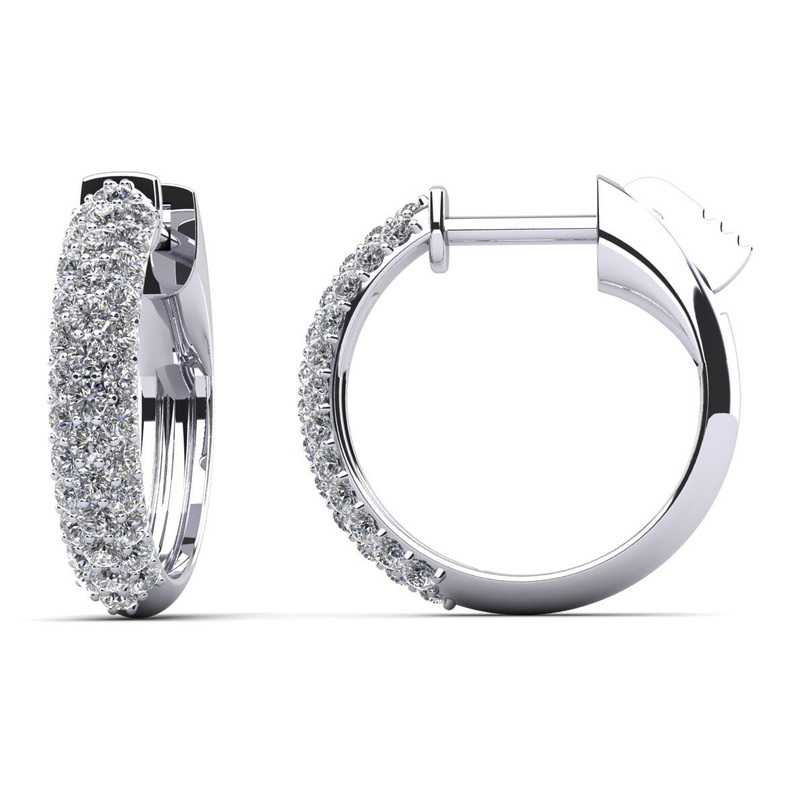 3 Rows Brilliant Cut Huggie Diamond Hoops Lab-Grown Diamond  with 0.59 ct.(finished) 1.2mm
