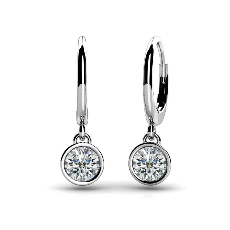 Bezel Set Diamond Drop Lab-Grown Diamond Earrings with 0.76 ct.(finished) 4.6mm