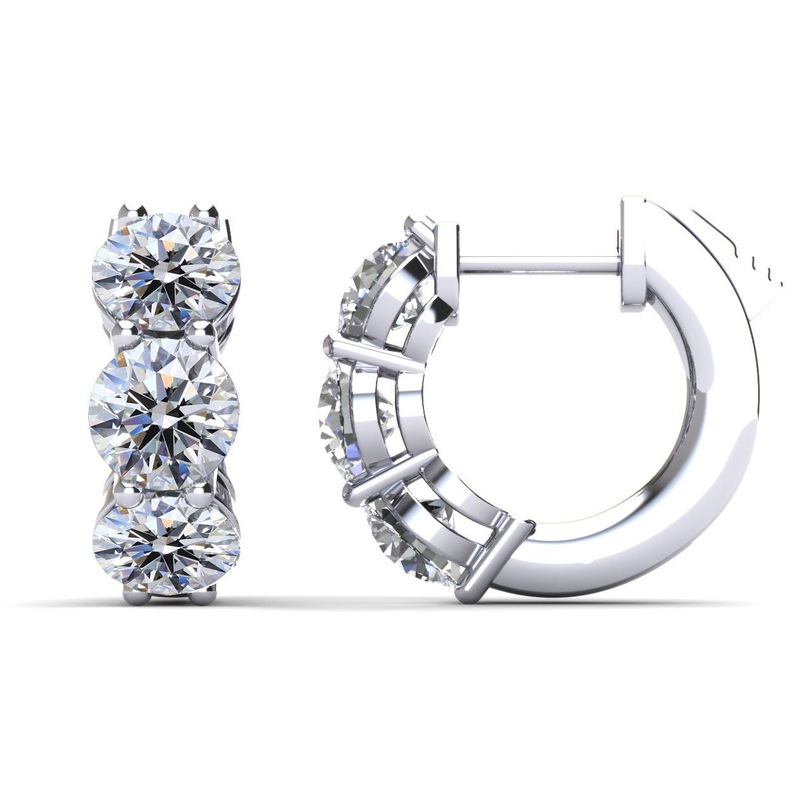 Brilliant Six Diamonds Huggie Hoops Lab-Grown Diamond  with 0.48 ct.(finished) 2.8mm