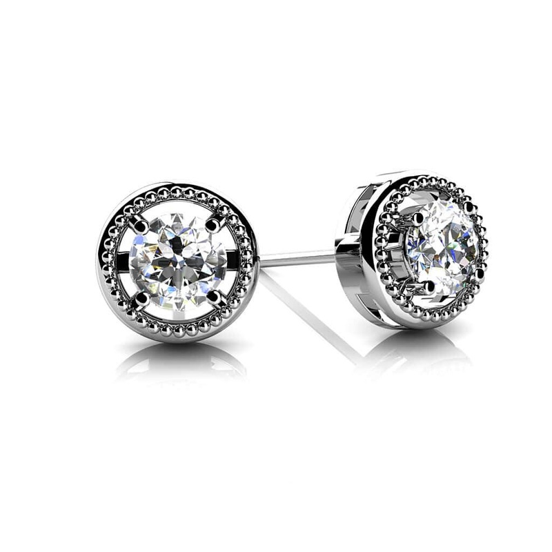 Circle Housed Lab-Grown Diamond Stud Earrings with 1.00 ct.(finished) 5mm