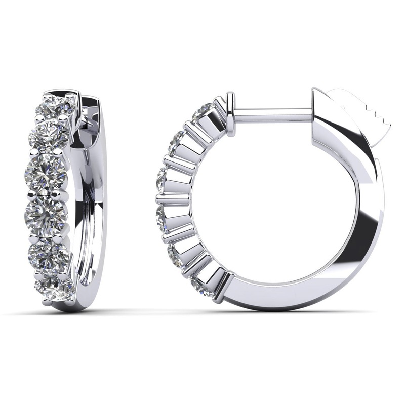 Common Prong Huggie Lab-Grown Diamond Hoop Earrings with 0.84 ct.(finished) 2.6mm