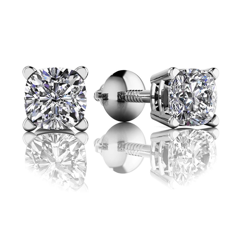 Cushion Cut Diamond Lab-Grown Diamond Studs  with 0.50 ct.(finished) 4mm