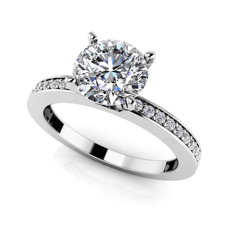 Diamond Channel Band Lab-Grown Diamond Engagement Ring with 0.82 ct. (0.50 ct. center diamond)